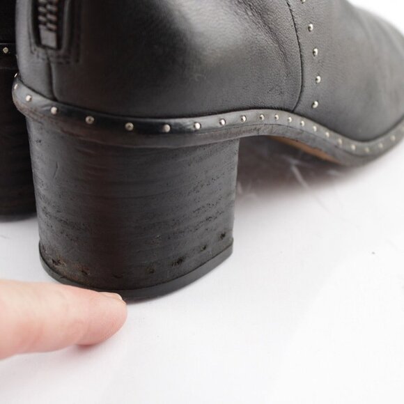 Rag Bone Womens Willow Boots Size 35 5 Black Leather Studded Block Heel Bootie - Picture 6 of 13